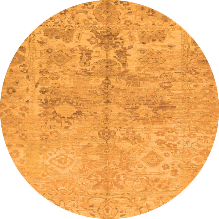 Round Oriental Orange Traditional Rug, abs1753org