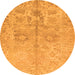 Round Oriental Orange Traditional Rug, abs1753org