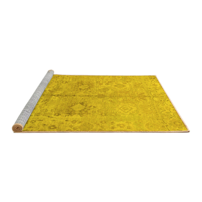Sideview of Machine Washable Oriental Yellow Traditional Rug, wshabs1753yw