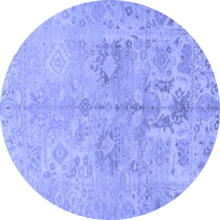 Round Machine Washable Oriental Blue Traditional Rug, wshabs1753blu