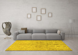 Machine Washable Oriental Yellow Traditional Rug in a Living Room, wshabs1753yw