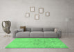 Machine Washable Oriental Emerald Green Traditional Area Rugs in a Living Room,, wshabs1753emgrn