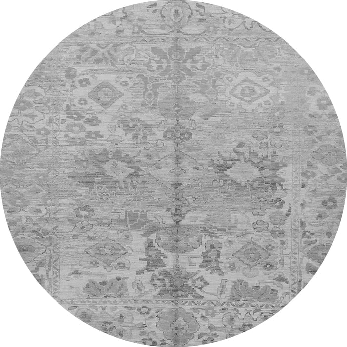Round Machine Washable Oriental Gray Traditional Rug, wshabs1753gry