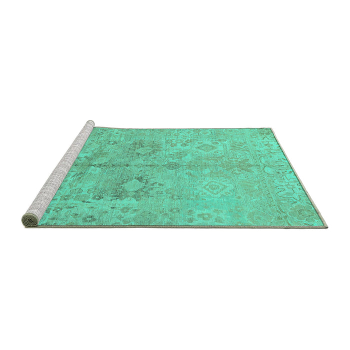 Sideview of Machine Washable Oriental Turquoise Traditional Area Rugs, wshabs1753turq