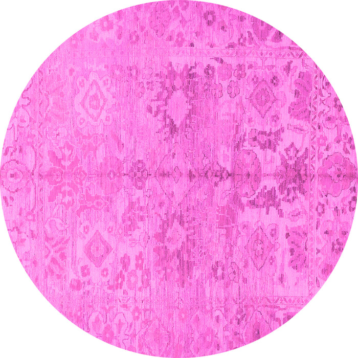 Round Machine Washable Oriental Pink Traditional Rug, wshabs1753pnk