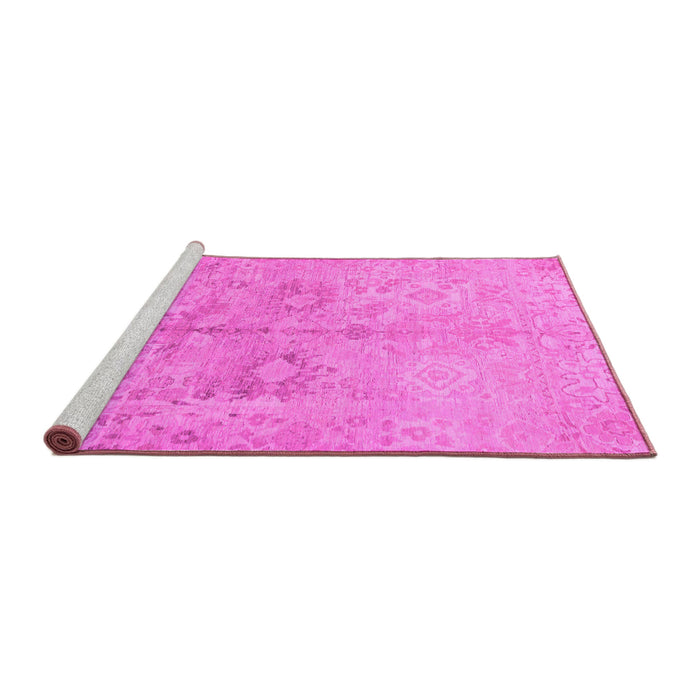 Sideview of Machine Washable Oriental Pink Traditional Rug, wshabs1753pnk