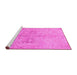 Sideview of Machine Washable Oriental Pink Traditional Rug, wshabs1753pnk