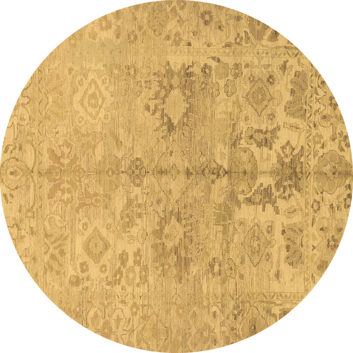 Round Machine Washable Oriental Brown Traditional Rug, wshabs1753brn