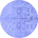 Round Oriental Blue Traditional Rug, abs1753blu