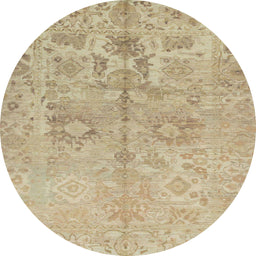 Round Machine Washable Abstract Ginger Brown Green Rug, wshabs1753