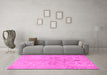 Machine Washable Oriental Pink Traditional Rug in a Living Room, wshabs1753pnk