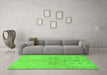 Machine Washable Oriental Green Traditional Area Rugs in a Living Room,, wshabs1753grn