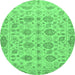 Round Abstract Emerald Green Modern Rug, abs1754emgrn