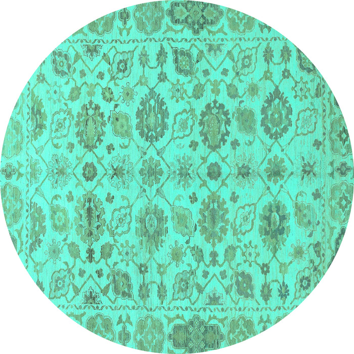 Round Abstract Turquoise Modern Rug, abs1754turq