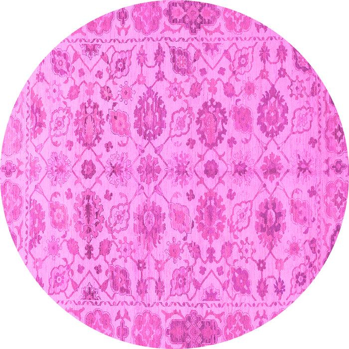 Round Machine Washable Abstract Pink Modern Rug, wshabs1754pnk