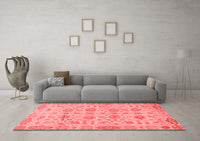 Machine Washable Abstract Red Modern Rug, wshabs1754red