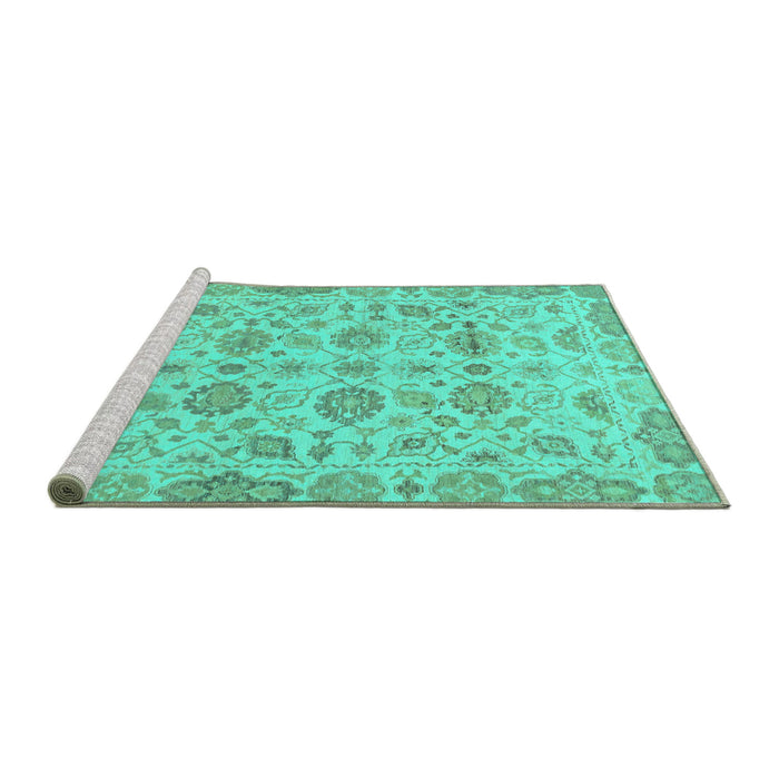 Sideview of Machine Washable Abstract Turquoise Modern Area Rugs, wshabs1754turq