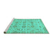 Sideview of Machine Washable Abstract Turquoise Modern Area Rugs, wshabs1754turq