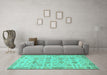 Machine Washable Abstract Turquoise Modern Area Rugs in a Living Room,, wshabs1754turq