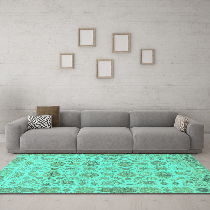 Machine Washable Abstract Turquoise Modern Area Rugs in a Living Room,, wshabs1754turq