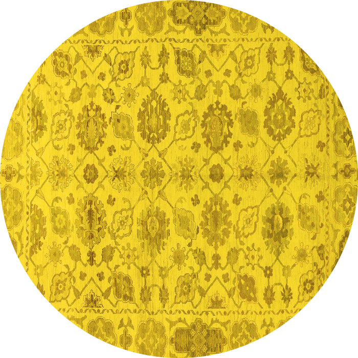 Round Abstract Yellow Modern Rug, abs1754yw