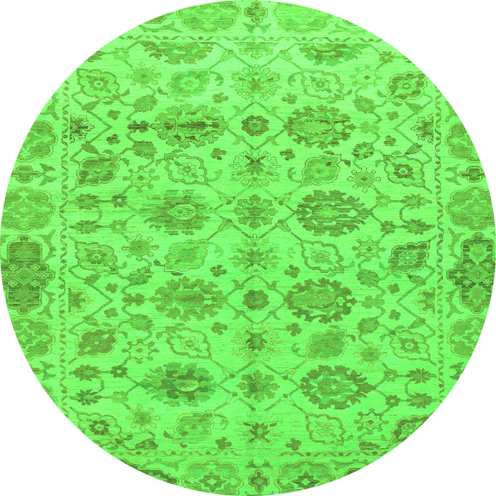 Round Machine Washable Abstract Green Modern Area Rugs, wshabs1754grn