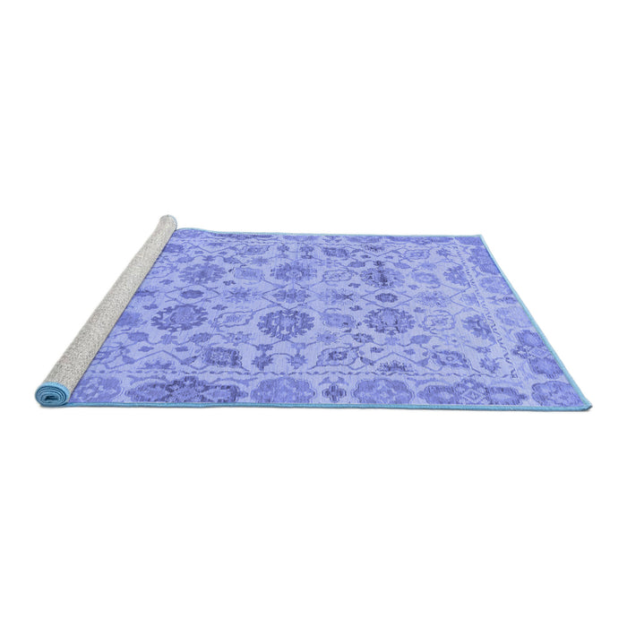 Sideview of Machine Washable Abstract Blue Modern Rug, wshabs1754blu