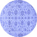 Round Machine Washable Abstract Blue Modern Rug, wshabs1754blu