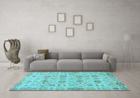 Machine Washable Abstract Light Blue Modern Rug, wshabs1754lblu