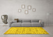 Machine Washable Abstract Yellow Modern Rug in a Living Room, wshabs1754yw