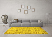 Machine Washable Abstract Yellow Modern Rug, wshabs1754yw