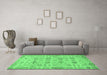 Machine Washable Abstract Emerald Green Modern Area Rugs in a Living Room,, wshabs1754emgrn