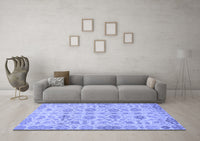 Machine Washable Abstract Blue Modern Rug, wshabs1754blu