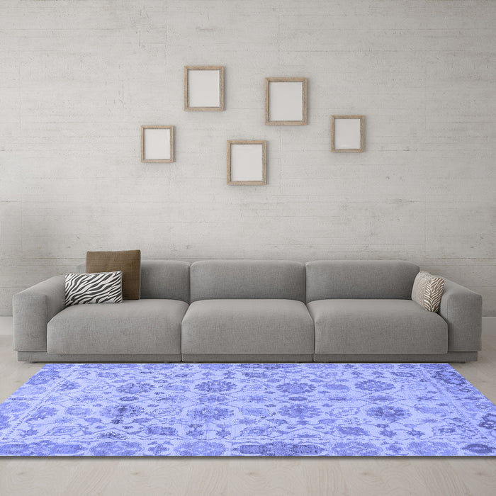 Machine Washable Abstract Blue Modern Rug in a Living Room, wshabs1754blu