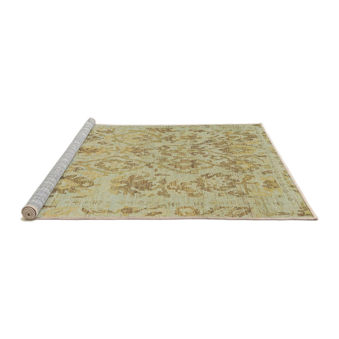 Sideview of Machine Washable Abstract Metallic Gold Rug, wshabs1755