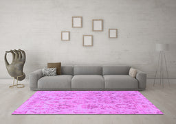 Machine Washable Oriental Purple Traditional Area Rugs in a Living Room, wshabs1755pur