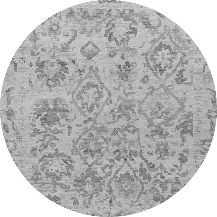 Round Machine Washable Oriental Gray Traditional Rug, wshabs1755gry