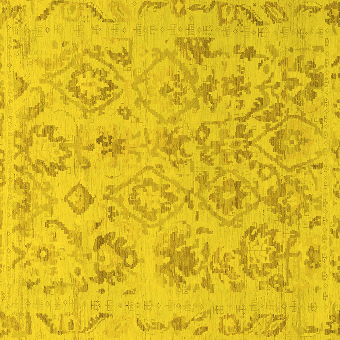 Square Machine Washable Oriental Yellow Traditional Rug, wshabs1755yw
