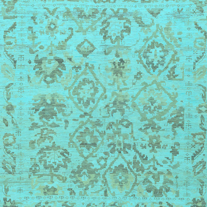 Square Machine Washable Oriental Light Blue Traditional Rug, wshabs1755lblu