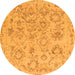 Round Machine Washable Oriental Orange Traditional Area Rugs, wshabs1755org