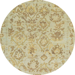 Round Machine Washable Abstract Metallic Gold Rug, wshabs1755