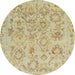 Round Machine Washable Abstract Metallic Gold Rug, wshabs1755