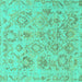 Square Machine Washable Oriental Turquoise Traditional Area Rugs, wshabs1755turq