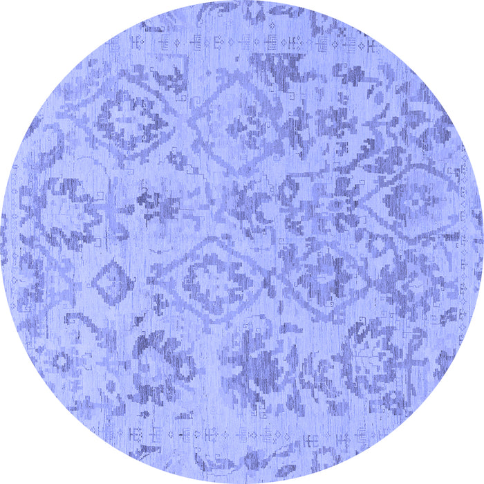 Round Machine Washable Oriental Blue Traditional Rug, wshabs1755blu