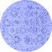 Round Machine Washable Oriental Blue Traditional Rug, wshabs1755blu