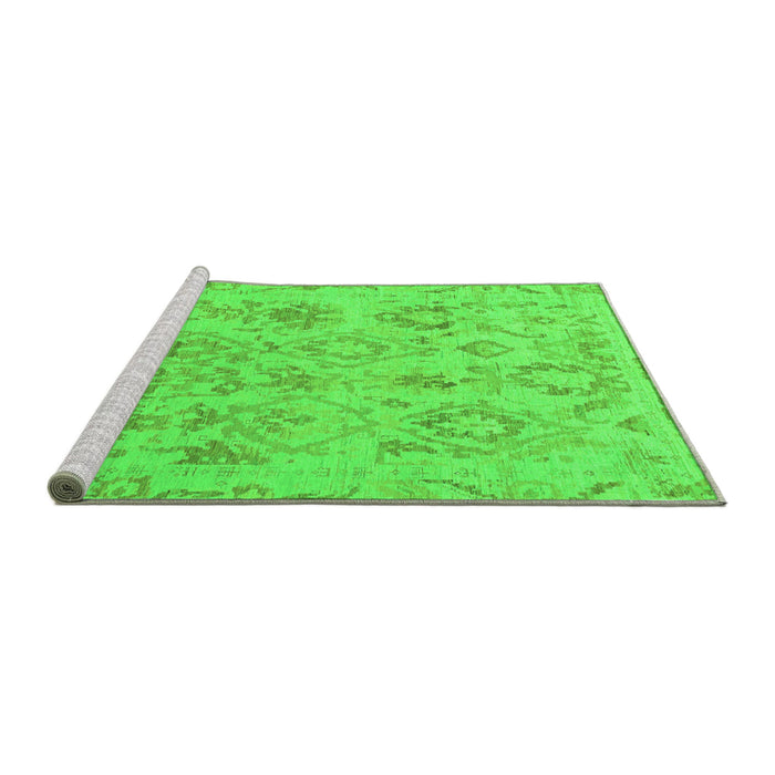 Sideview of Machine Washable Oriental Green Traditional Area Rugs, wshabs1755grn
