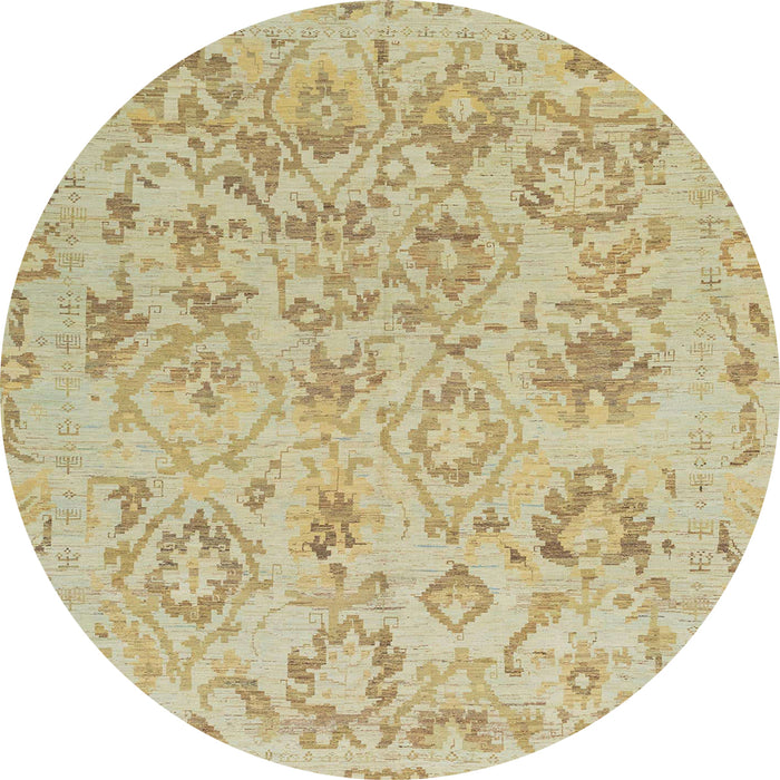 Round Abstract Metallic Gold Oriental Rug, abs1755