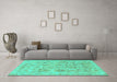 Machine Washable Oriental Turquoise Traditional Area Rugs in a Living Room,, wshabs1755turq