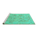 Sideview of Machine Washable Oriental Turquoise Traditional Area Rugs, wshabs1755turq