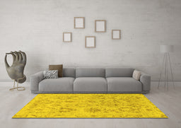 Machine Washable Oriental Yellow Traditional Rug in a Living Room, wshabs1755yw